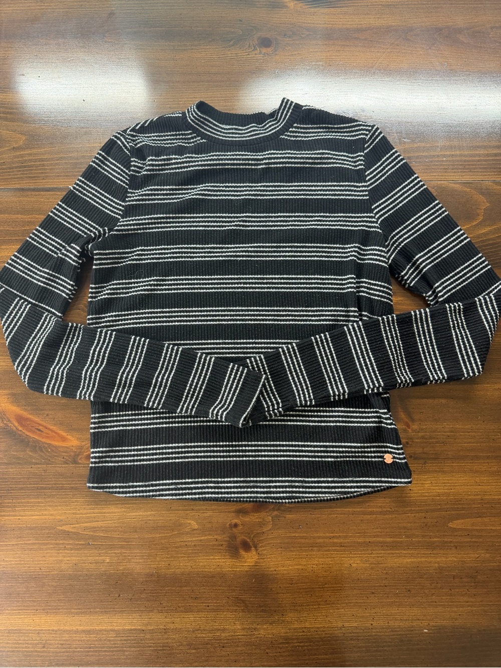Women’s Volcom Long-Sleeve Black & White Striped Ribbed Tee